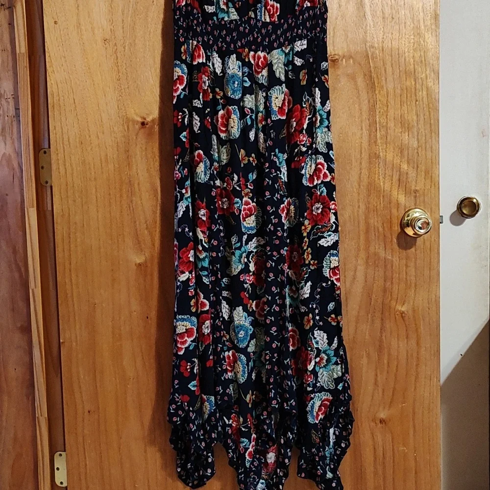 Bila Boho Sleeveless Fairycore Sundress Navy Mixed Floral Handkerchief Hem XXL - Picture 6 of 14
